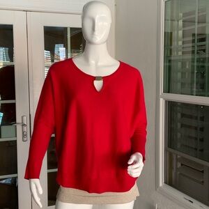 INC International Concepts Red Crew Neck Sweater